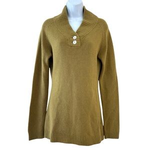 Y2K Vintage Wool Cashmere Bella Swan Shawl Collar Sweater Olive Size S/M